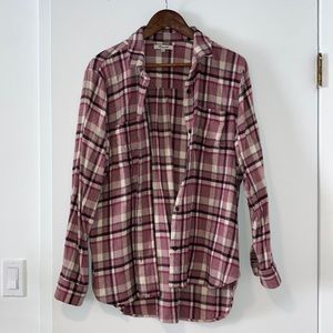 Pink gingham flannel Madewell button-up. Size XL. 100% cotton.